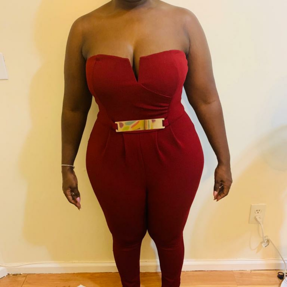 Iris Burgundy Strapless Jumpsuit